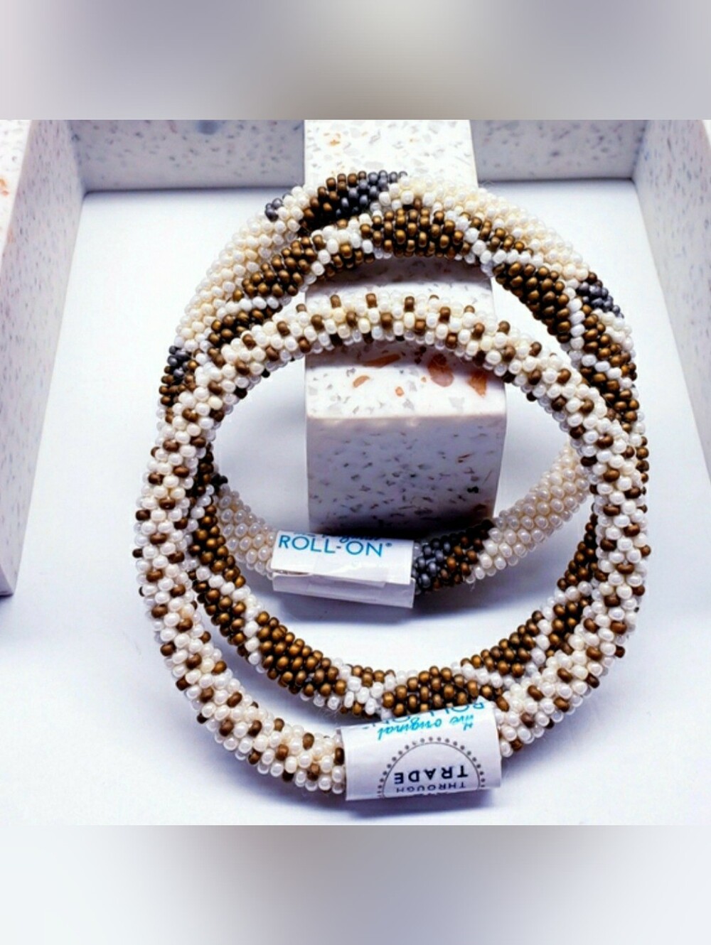 KHAKI-Original Roll-On® Bracelets, 7" round, made in Nepal #4 (3 pcs)